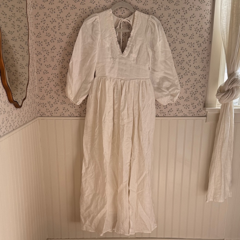 Handmade White Linen Maxi Dress